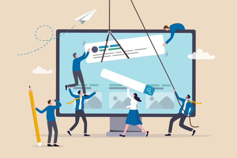 Image Showing a depiction of a website being created.